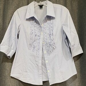 Ann Taylor Light Blue Ruffle Blouse